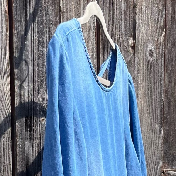 Cloth & Stone blue tencel sheath dress size LP - Picture 10 of 17